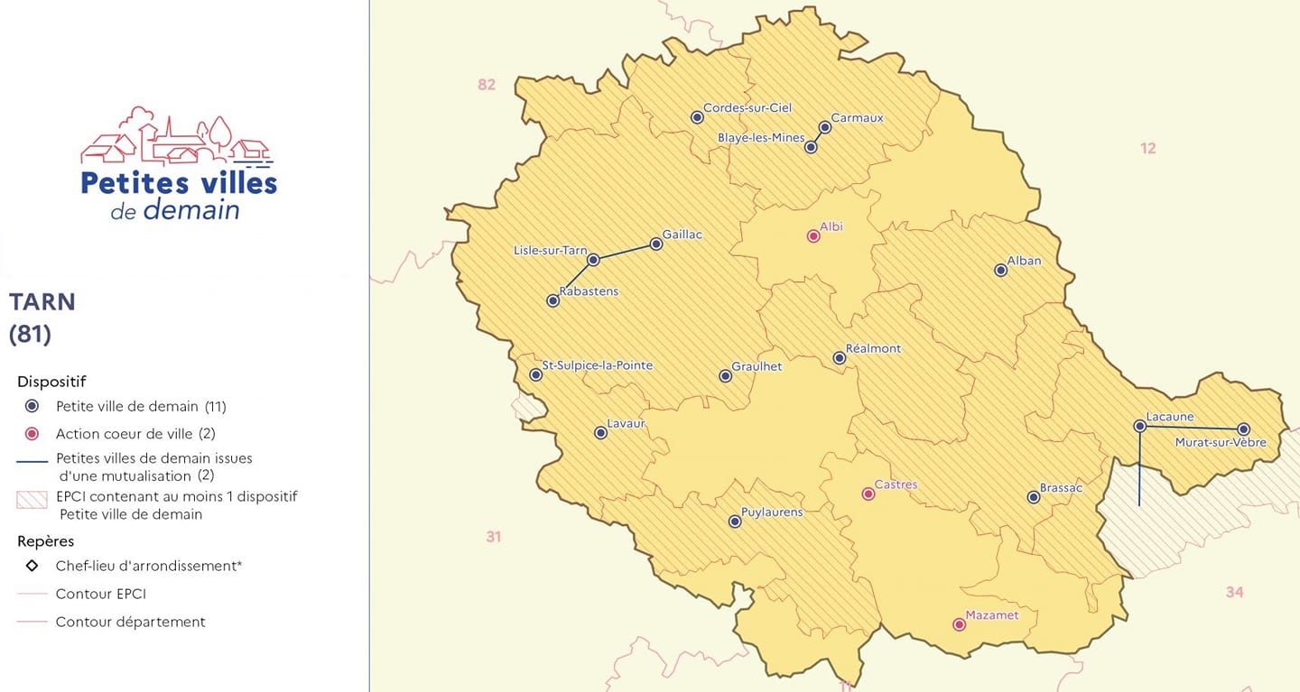Petites villes de demain : 15 communes du Tarn sélectionnées